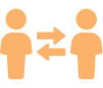 icon two people exchanging ideas
